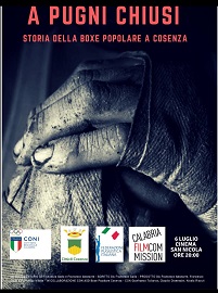 locandina di "A Pugni Chiusi - Storia della Boxe Popolare a Cosenza"