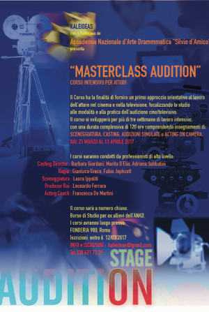 MASTERCLASS AUDITION 2017 - Dal  21 marzo al 13 aprile