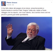 ADDIO A PAOLO VILLAGGIO - Il saluto dei presidenti di Senato e Camera