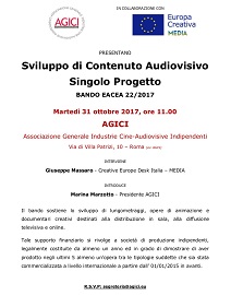 PRESENTAZIONE BANDO MEDIA SVILUPPO DI CONTENUTO AUDIOVISIVO