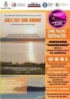 DALL'EST CON AMORE - Proiezione il 12 aprile a Ossi