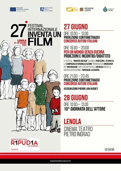 INVENTA UN FILM LENOLA 27 - Il 27 e il 28 giugno l'anteprima al Cinema del Centro Polivalente Pietro Ingrao di Lenola