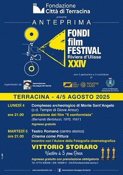 FONDIfilmFESTIVAL 24 - Il 4 e 5 agosto omaggi a Bertolucci e Storaro