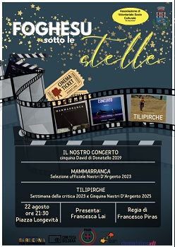 FOGHESU SOTTO LE STELLE - Il 22 agosto a Perdasdefogu il cinema di Francesco Piras
