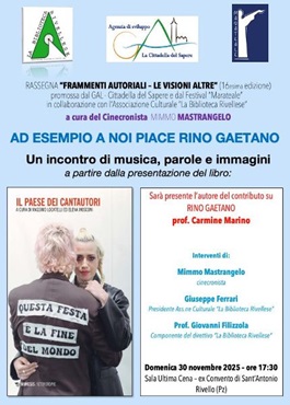 FRAMMENTI AUTORIALI 16 - Il 30 novembre omaggio al cantautore Rino Gaetano