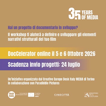 DOCCELERATOR - Il 5 e il 6 ottobre una sessione online del workshop