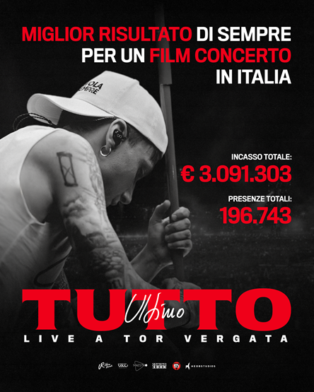 ULTIMO � TUTTO. LIVE A TOR VERGATA - Miglior risultato di sempre per un film concerto al box office in Italia