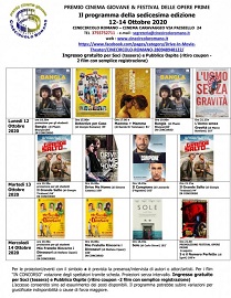 PREMIO CINEMA GIOVANE E FESTIVAL DELLE OPERE PRIME 16 - Torna dal 12  al 14 ottobre a Roma