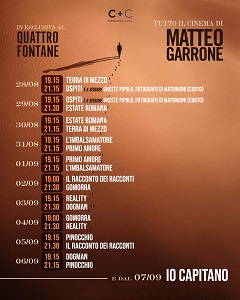 TUTTO IL CINEMA DI MATTEO GARRONE - Dal 28 agosto al 6 settembre al Cinema 4 Fontane di Roma